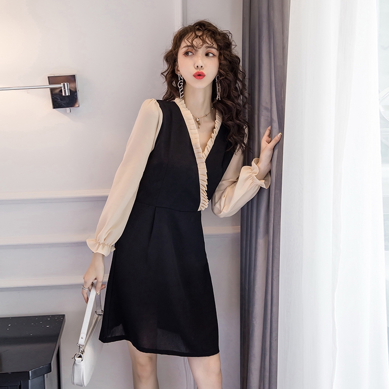 long sleeve chiffon dress