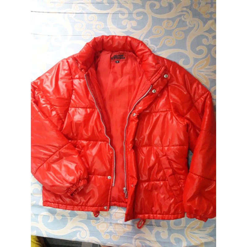 red bubble jacket