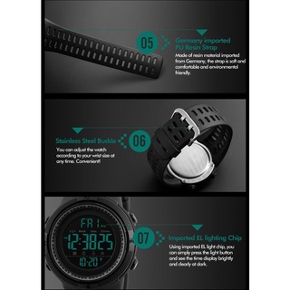 [100% Genuine]SKMEI New mens sports watch chronograph alarm clock digital watch 50M waterproof dual time countdown stopwatch 1251 #7