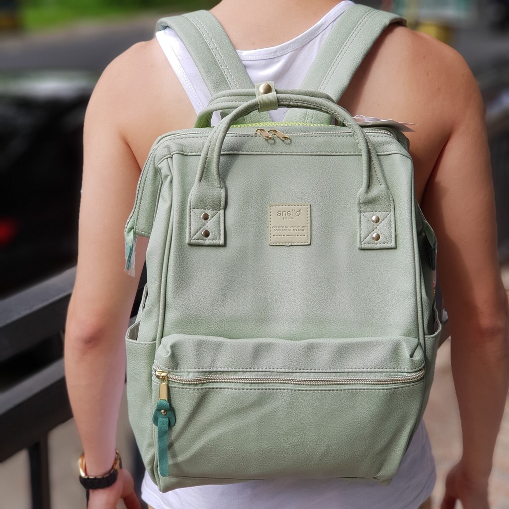 Anello Japan Made PU Faux Leather Hinged Clasp Unisex Backpack Rucksack