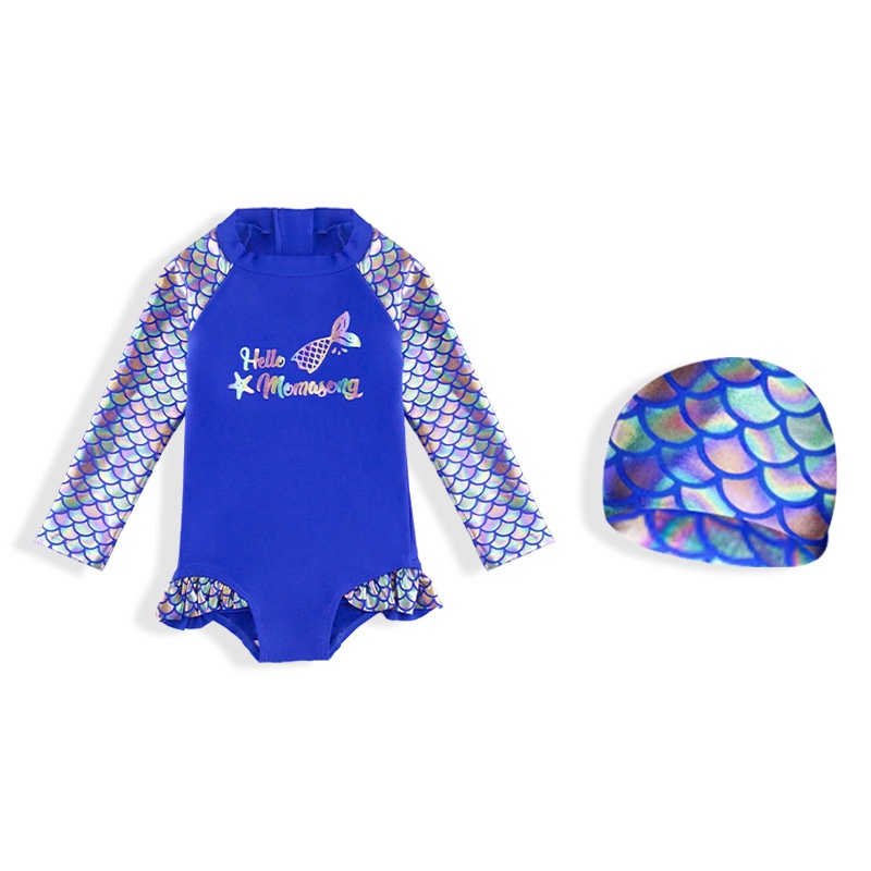 Momasong Kids Girl Swimsuit Childrens Long Sleeve OnePiece Swimwear