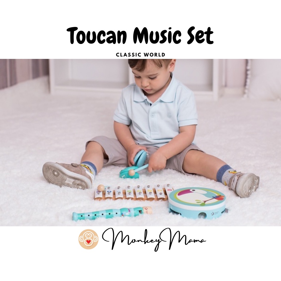Monkey Mama Toucan Music Set Xylophone Flute Tambourine