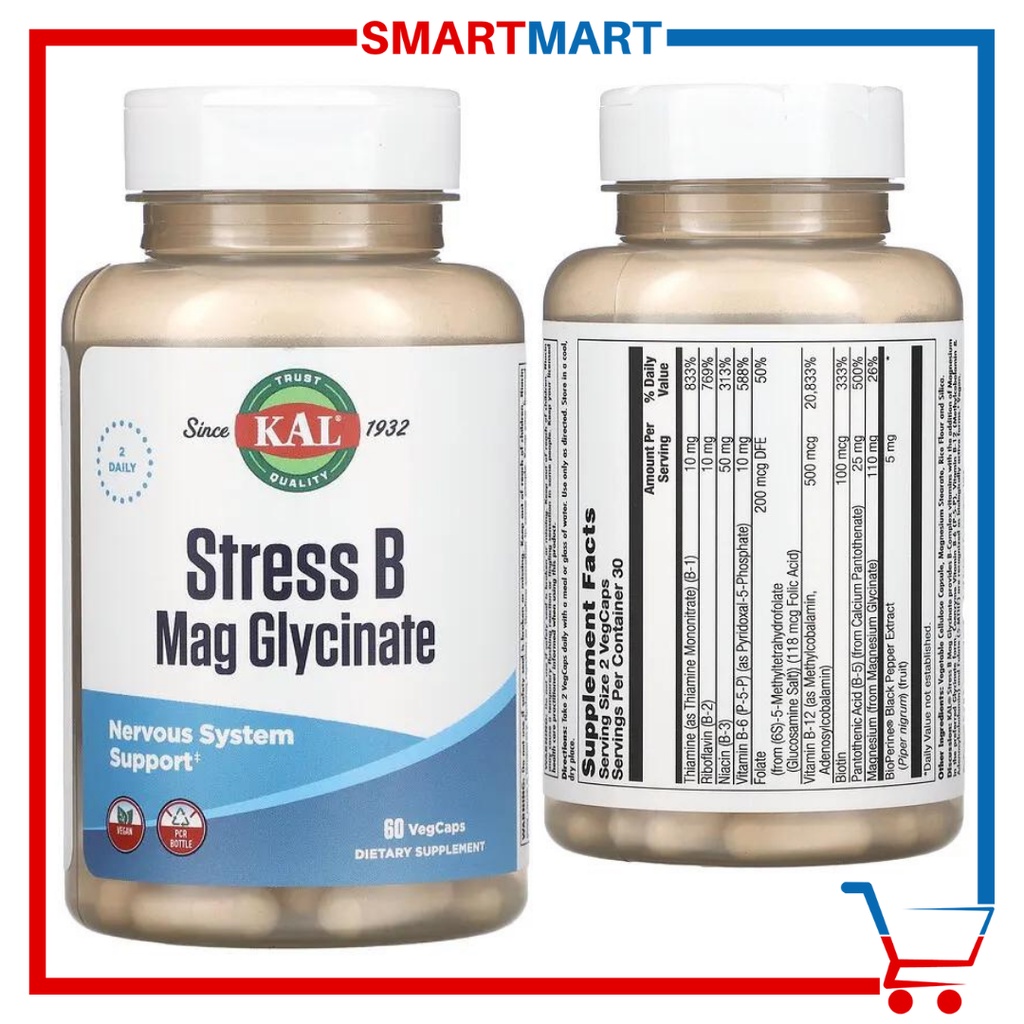 KAL Stress B Magnesium Glycinate 60 Vegetable Capsules | Shopee Philippines