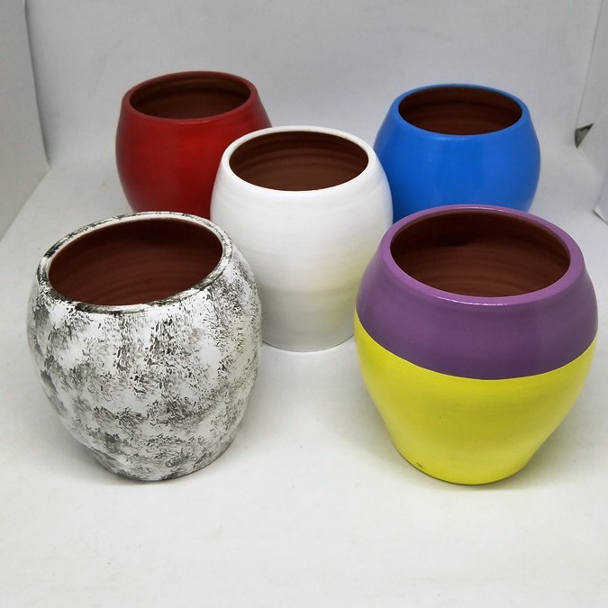 KrigKrafts Assorted Terracotta Painted Clay Garden Pot 3.5x3.5