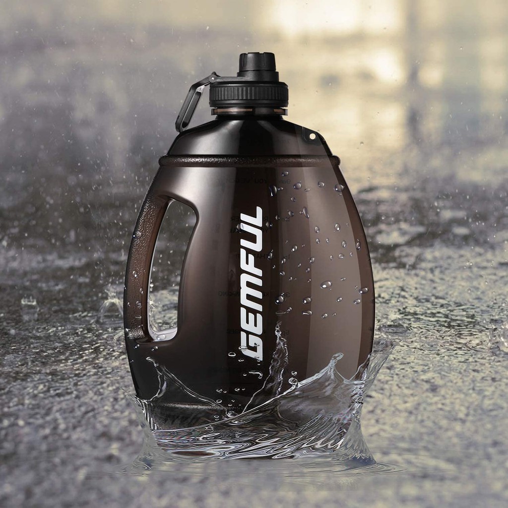 Gemful 1 Gallon Gym Water Bottle with Removable Straw Motivational BPA