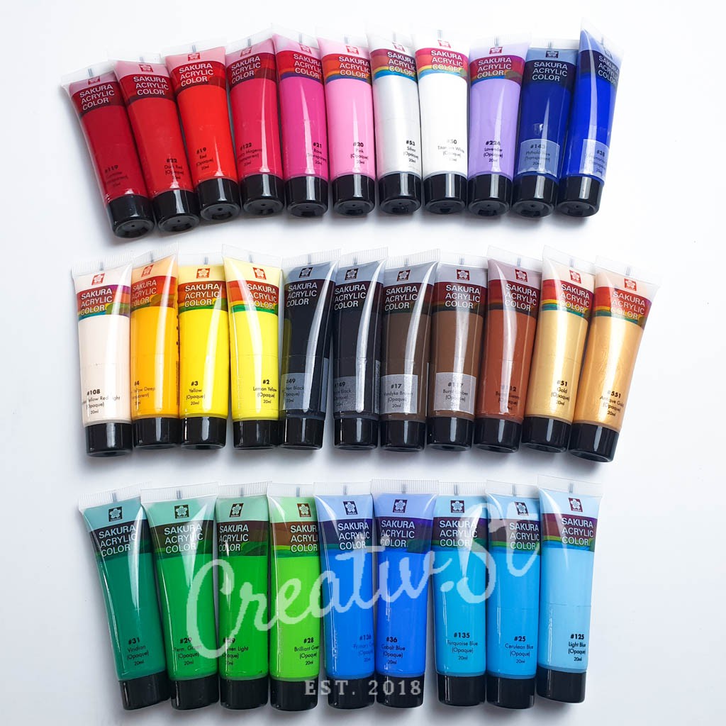 Acrylic Sakura 20ml Paint Acrylic Color Part 2brown Black White Gold ...