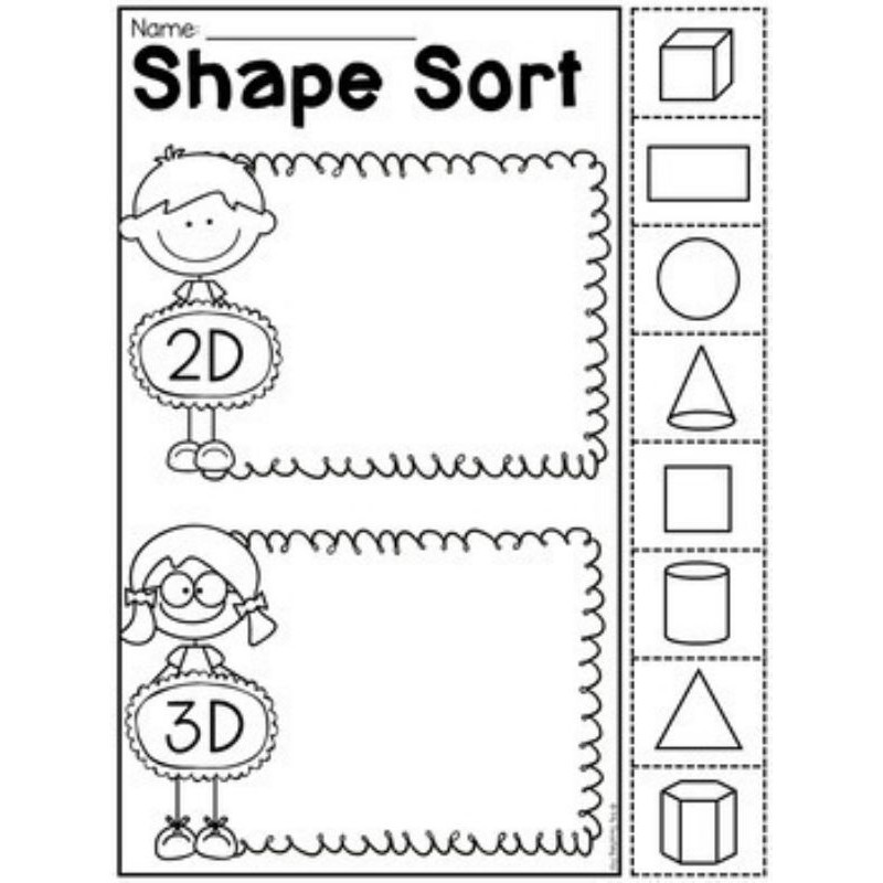Kindergarten 2D And 3D Shapes Worksheets Presyo 100