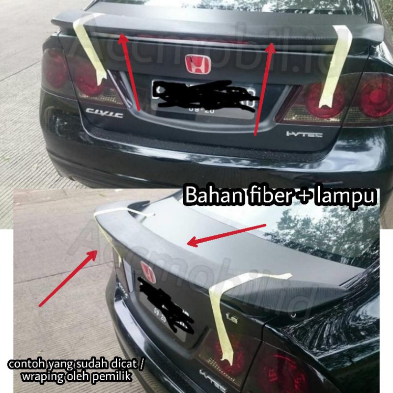 Spoiler honda civic gen 8 FD universal Raw fiber plus Lights - DUraflex ...