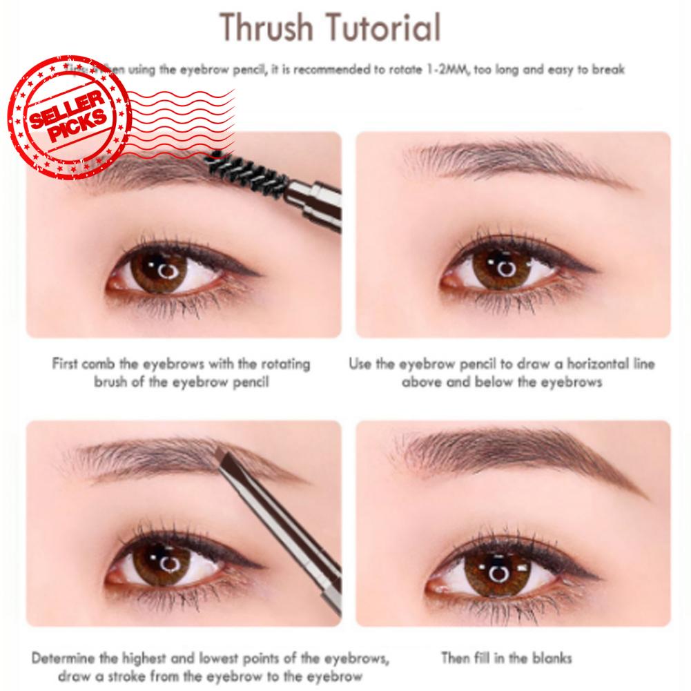 Eyebrow Pencil With Brush Waterproof Rotating Automatic Triangle