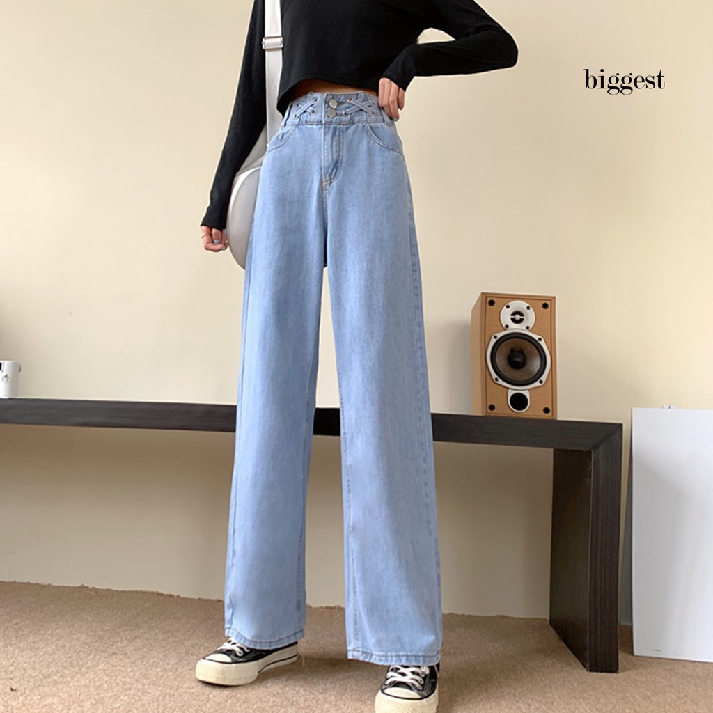 denim wide leg trousers