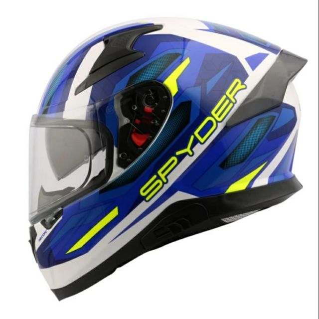 Spyder Fullface Helmet with dual visor Recon 2.0 Shinny white/blue GD