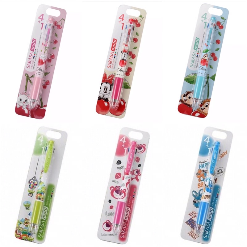 Pre order Zebra Sarasa Cherry | Disney Character multi 4+1 Ballpoint Pen + pencil Disney Store Japan