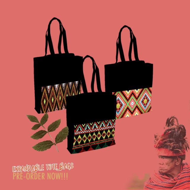 CANVAS FILIPINO BATIK ART DESIGN EXPANDABLE TOTE BAGS ETHNIC PATTERN