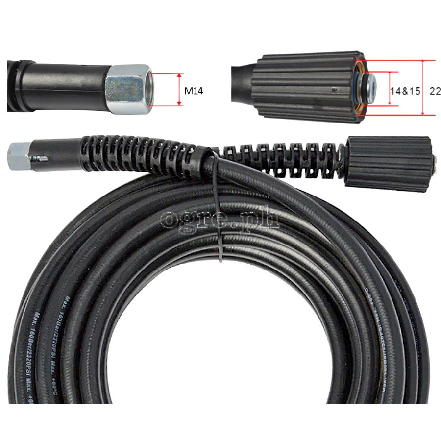 Replacement 10 meters Pressure Washer Hose M22F x M14F Threaded Fittings for Ryobi/Hitachi MK$ #2