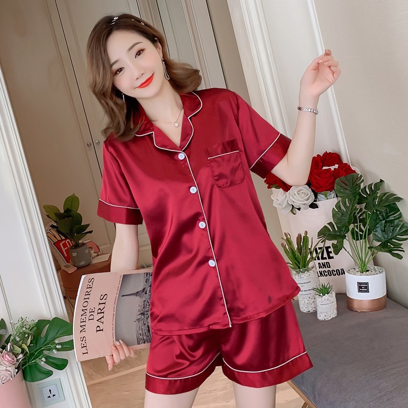 Korean Plain Silk terno sleepwear | Shopee Philippines