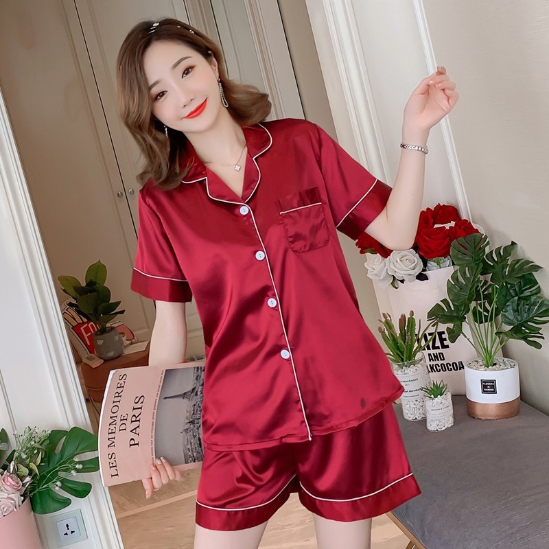 Korean Plain Silk Terno Sleepwear Shopee Philippines