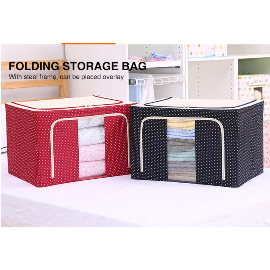 Large Size 66L Steel Frame Storage Box Oxford Cloth Finishing Box Quilt