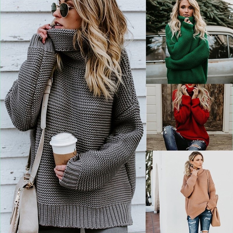 hooded plain loose long sleeve knitting sweaters