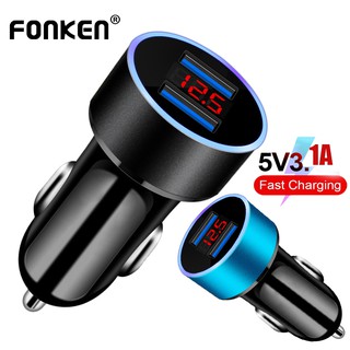 FONKEN 3.1A 5V Car Charger Dual USB 2 Port With LED Display Universal Phone Charger Fast Charging