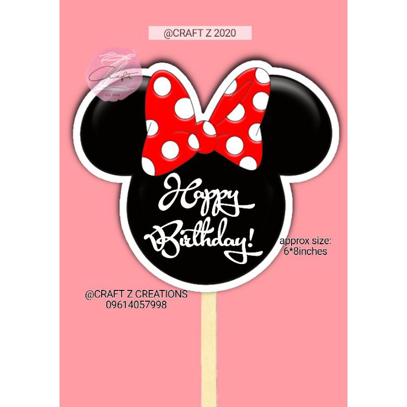 Minnie Mouse Head Cake Topper Happy Birthday Party | Shopee Philippines