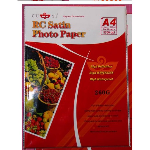 A4 RC ROUGH SATIN PHOTO PAPER 20 SHEETS PHOTOPAPER 260GSM Shopee