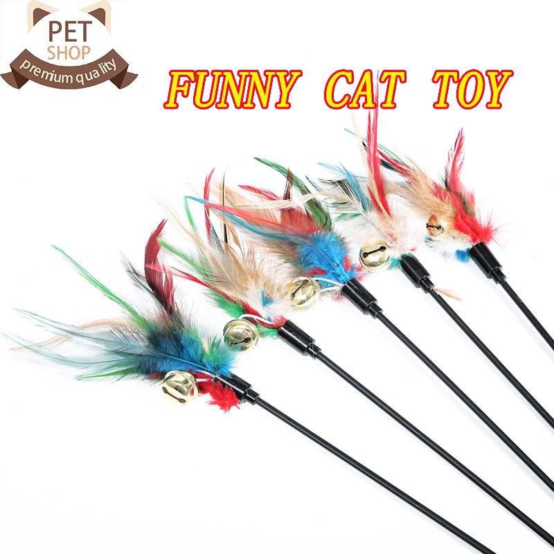 Wholesale Interactive Cat Toys Colorful bell feather pet Cat Teasing