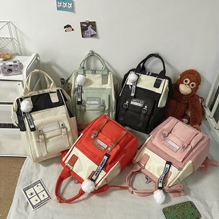 Fashion Women's Backpack Contrast Color Trend Nylon School Bag For Girls Soft Handle Student bag #5
