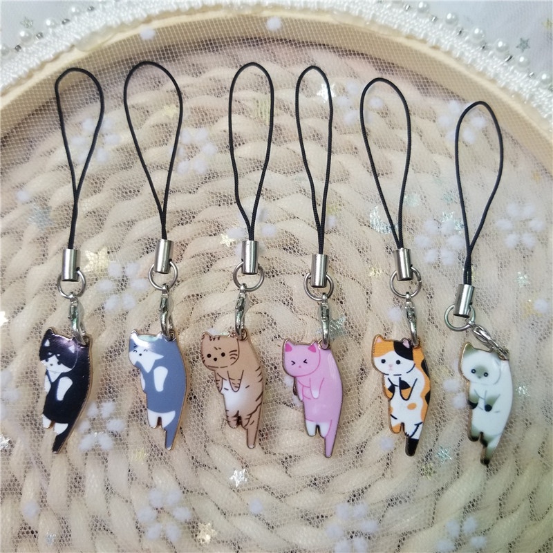 Cute Cat Smart Phone Lanyards Decor KeyChain Mobile Phone Strap Phone Charm | Shopee Philippines