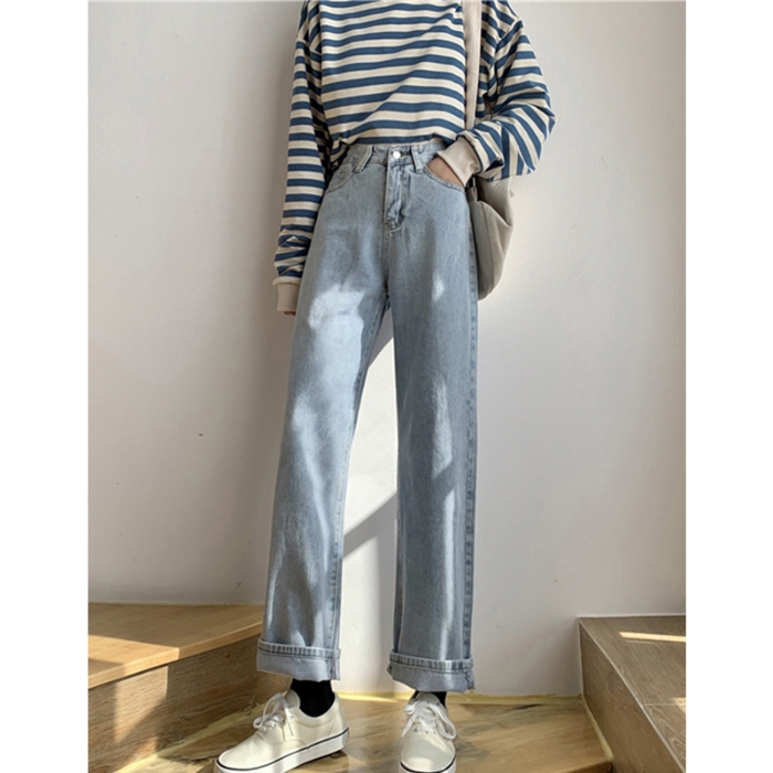 womens straight leg high waist jeans