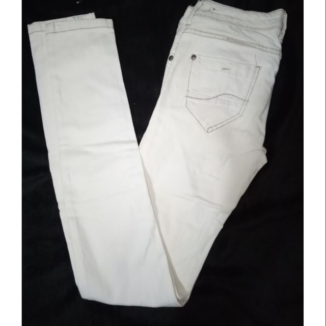white denim pull on jeans