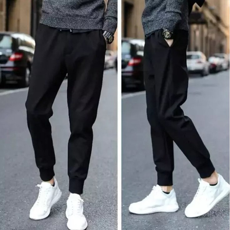 2022 trendy men's casual pants Korean loose ninepoint pants men's