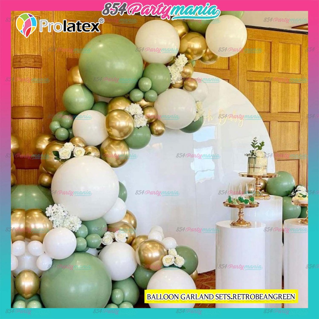 BALLOON GARLAND SET RETRO BEAN GREEN PROLATEX BALLOONS [PREMIUM QUALITY ...