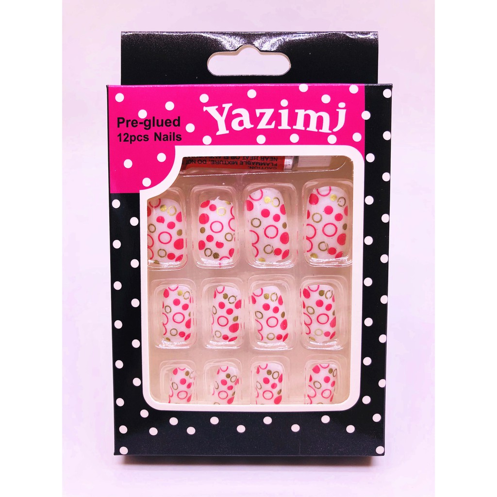 #Mrd 12pcs Fake Nails False Nail Fingernail Art Gift Glue ...