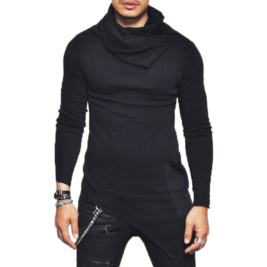 asymmetrical hoodie with cowl neck