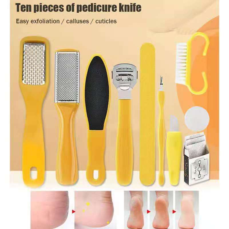 10Pcs/set Pedicure Tools Kit Stainless Dead Hard Skin Callus Remover