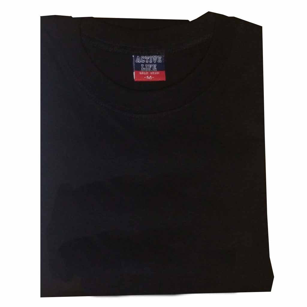 Active Life Black Plain Tshirt for Men Women Casual Cotton Round Neck