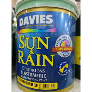 DAVIES PAINT REINVENTED SUN & RAIN ODOURLESS ELASTOMERIC WATERPROFFING P	AINT (Bright Green) 4Liters