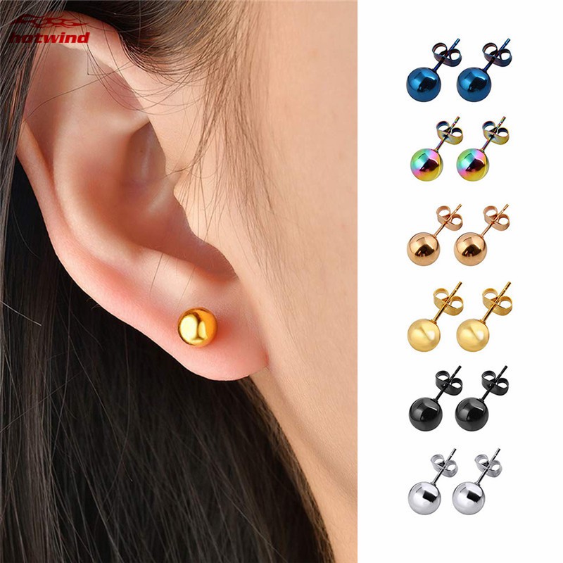 Hw 1pc Anti Allergy Mini Size 5mm 6mm Beads Ear Stud Earrings Colorful Daily Ear Jewelry Shopee Philippines