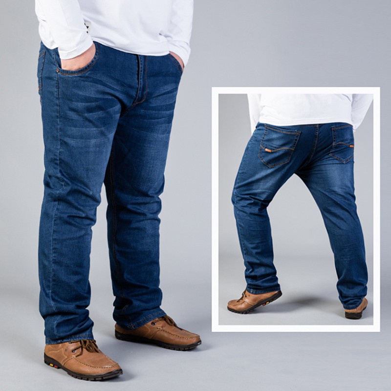 Plus Size 28-50 Men's Jeans Straight Fashion Elastic Long Pants Big Size Casual Denim Pant #10
