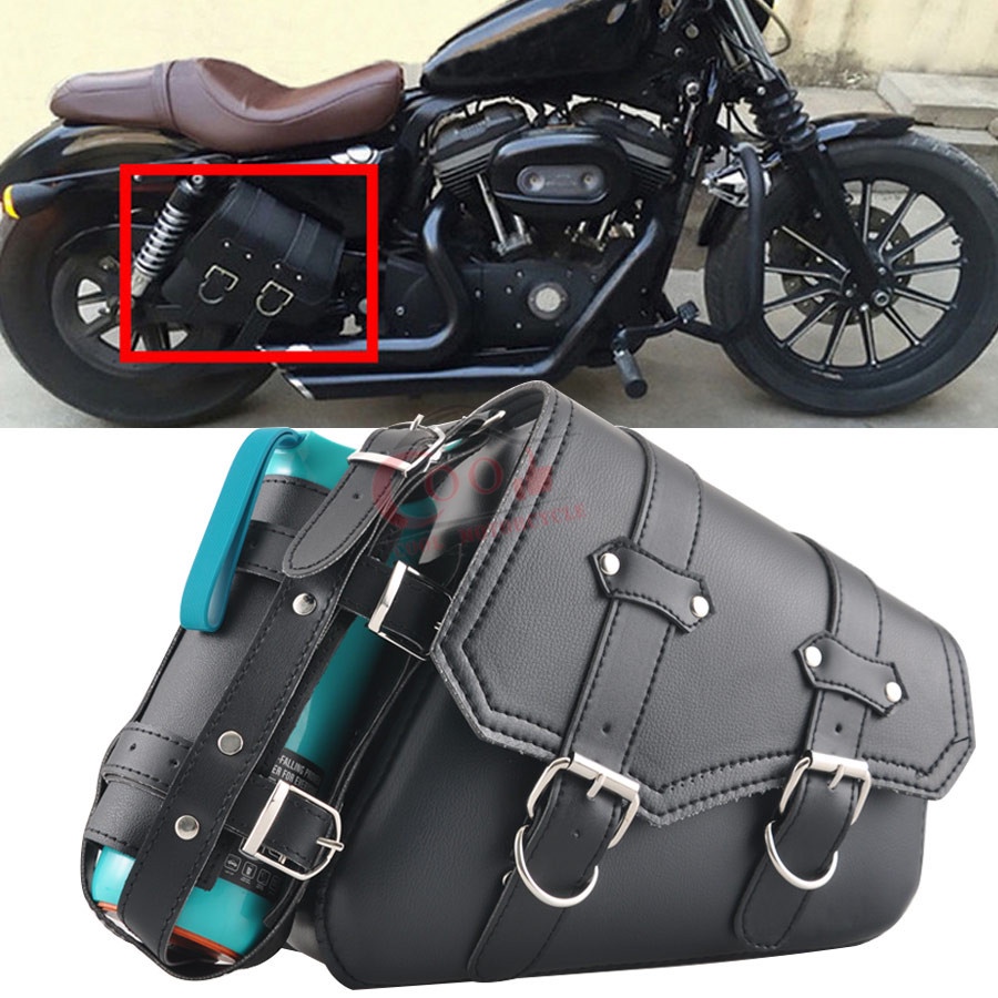 Universal PU Leather Motorcycle Side Saddlebag BlackTool Luggage Saddle