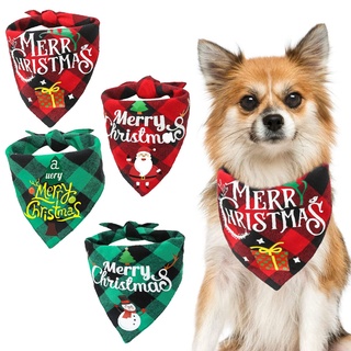 Dog Christmas dress up Plaid Triangle Scarf Pet puppy Cat Bandana Bibs Kerchief towel