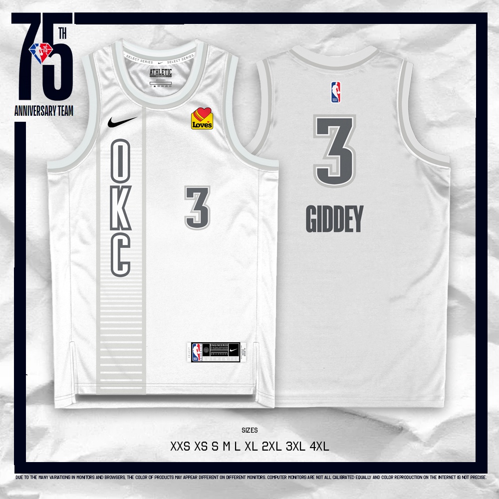 75th Edition Nba Okc Thunder Josh Giddey Basketball Jersey 2022 Full 