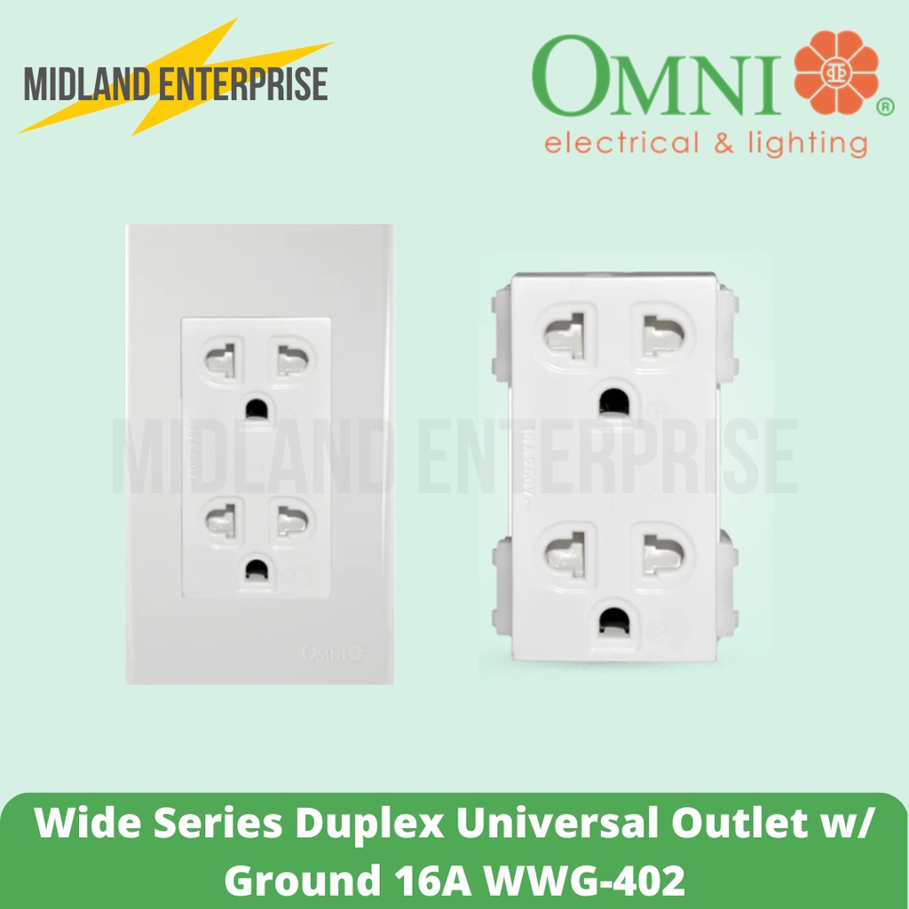 Omni Wide Series Duplex Universal Outlet w/ Ground WWG402 16A Shopee