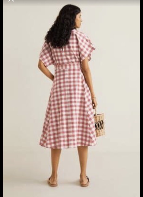 mango check pattern midi dress