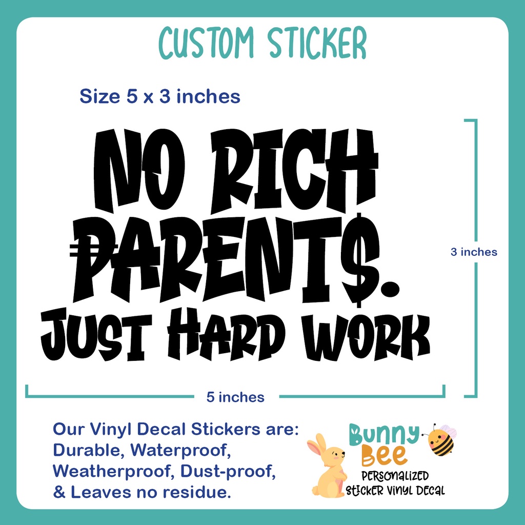 No Rich Parents Waterproof Car Sticker Decal | Shopee Philippines