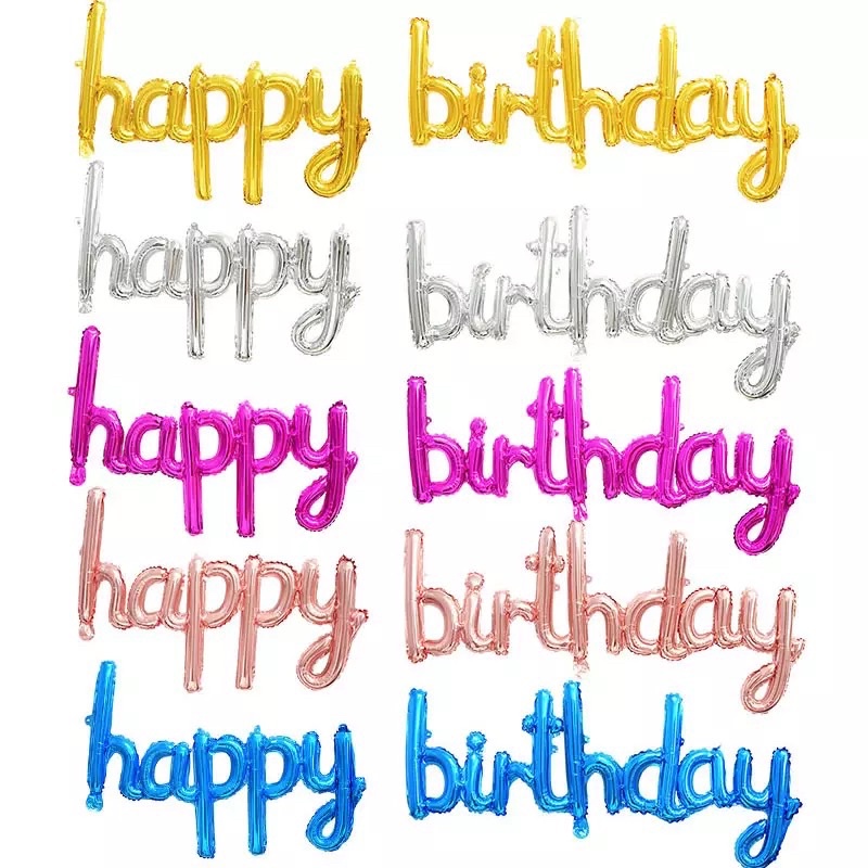 Cursive foil happy birthday banner birthday decorations | Shopee ...