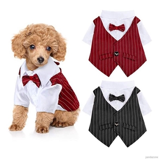 【Lovely Pet Clothing】Gentleman Dog And Cat Clothes Wedding Suit Formal Shirt For Small Dogs Bowtie Tuxedo Pet Outfit For Cat Spring And Summer Suits Cats Thin Section Small Suit Dress Teddy Shirt