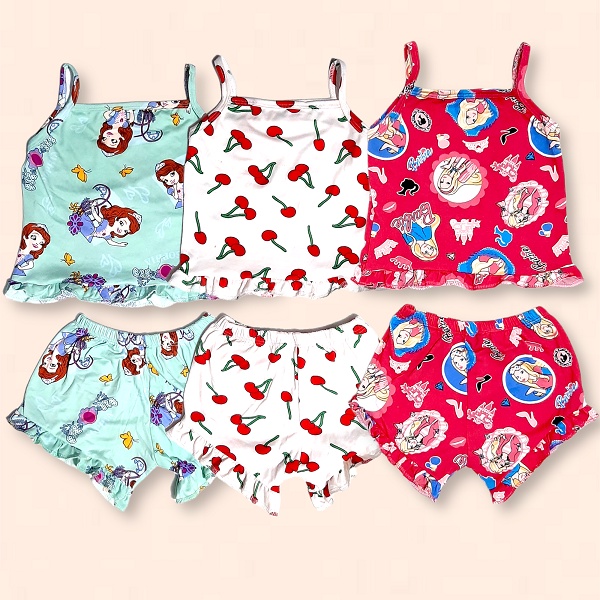 Spot Goods▲[1-10 years old] Fiona Spaghetti and Short Ruffles for Baby Kids Girls | MYFASHIONSHOP