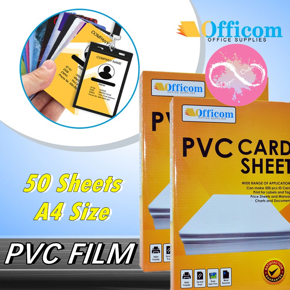 PVC Card Sheet A4 Size (50 Sheets) ID PVC Film | Officom Brand | Shopee ...