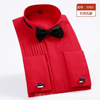 【Sale】men's French tuxedo long sleeve solid turn-down collar formal male shirts (3-colors) #3